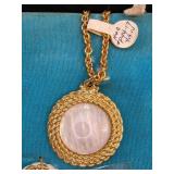Gold-Tone Pendant Necklace with Circular Design