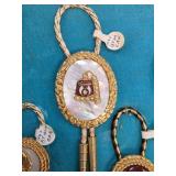 Gold-Tone Western Bolo Tie With Inlay Design