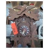 Wooden Cuckoo Clock with Leaf and Bird Motif