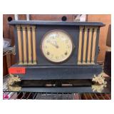 Early 20th Century Mantel Clock With Brass Accents