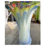 Hand-Blown Multicolor Art Glass Vase