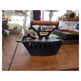 Cast Iron Coal Iron with Wooden Handle