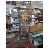 Metal Wire Grandfather Clock-Style Decor with Cloc