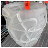 Frosted Glass Vase with Raised Abstract Design