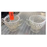 Vintage Glass Hobnail Creamer and Sugar Set