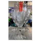 3 Waterford Etched Crystal Stemmed Glasses