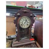 E.N. Welch Mantel Clock with Ornate Wood Case