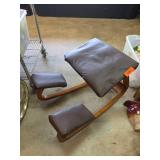 Kneeling Chair with Wood Frame and Brown Cushions