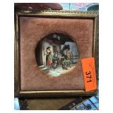 Hand-Painted Miniature Plaque in Framed Display