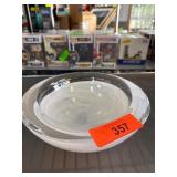 Heavy Clear and White Swirled Art Glass Bowl