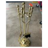 Brass Fireplace Tool Set with Stand
