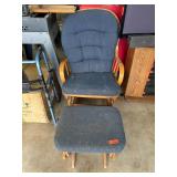 Wooden Glider Rocking Chair With Upholstered Ottom