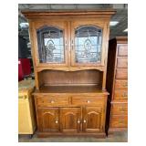 Two-Piece Wooden Hutch With Glass Doors