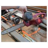 Electric Chainsaw with Red Casing and Chain