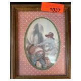 Framed Artwork Depicting Two Boys with a Horse