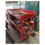 Red Utility Cart with Assorted Tools and Accessori
