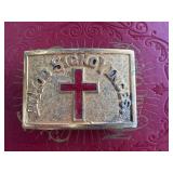Knights Templar Belt Buckle with Red Cross Design