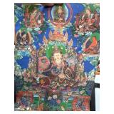 Hand-Painted Thangka with Sacred Figures