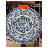 Blue and White Porcelain Plate with Floral Design