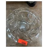 Clear Glass Bowl with Etched Leaf Design