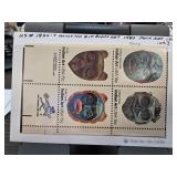 1980 US Indian Art 15c Mint NH Block Stamps