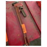 Heavy Duty Red Pipe Wrench in Used Condition