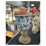 Decorative Ceramic Lidded Vessel with Bird Finial