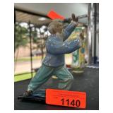 Ceramic Figurine of Bearded Man in Martial Arts Po