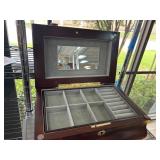 Wooden Jewelry Box with Mirror and Compartments