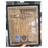 Framed 1960s Masonic Certificate, Texas Lodge