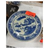 Blue and White Ceramic Pedestal Dish