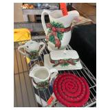 Hand-Painted Christmas-Themed Ceramic Table Set