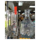 Embossed Blue Glass Decorative Bottle