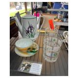 Tea Set and Glass with Seasonal Dï¿½cor