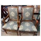 Wooden Armchairs With Patterned Upholstery