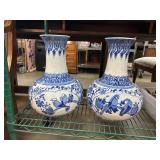 Hand-Painted Blue and White Vases