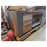 Metal Workbench with Storage Drawers and Tools