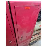 Red Metal Storage Cabinet with Shelving