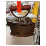Cast Iron Coal Iron with Wooden Handle