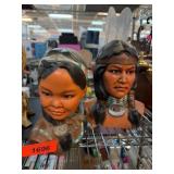 Painted Native American Busts