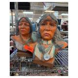 Hand-Painted Ceramic Busts of Indigenous Woman