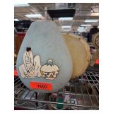 Decorative Teardrop Vase and Wooden Drum