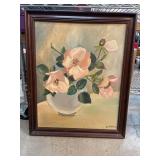 Floral Still Life Signed Oil on Canvas