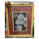 Framed Floral Artwork With Daisy Motif