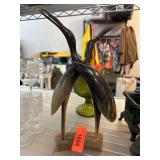 Stylized Horn Carving of Two Cranes