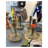 Four Brass Chamberstick Holders