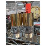 Modernist Gold-Tone and Acrylic Candle Holders