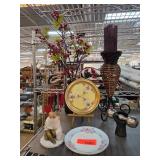 Decorative Figurine, Plates, and Candle Holder