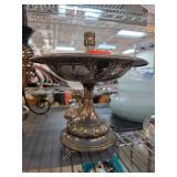 Ornate Metal Pedestal Compote with Handle