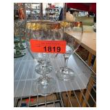 Four Clear Glass Goblets With Gold Trim